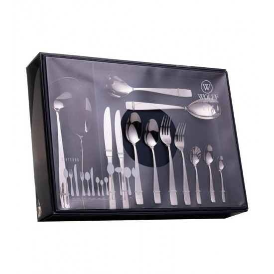 Faqueiro 101 Peças de Aço Inox Com Caixa Litografada Pisa